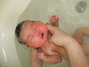赤ちゃんの沐浴風景
