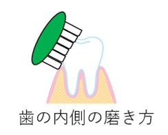 歯の内側の磨き方のイメージ図